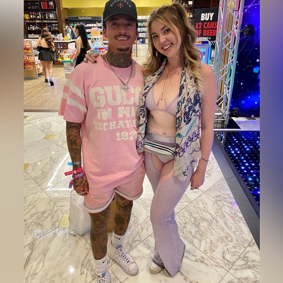 Lavender Rhinestone Chaps Rave Outfit - Picture 3 of 3